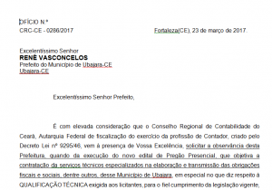 Oficio para Prefeitura de Ubajara - 29.03.17