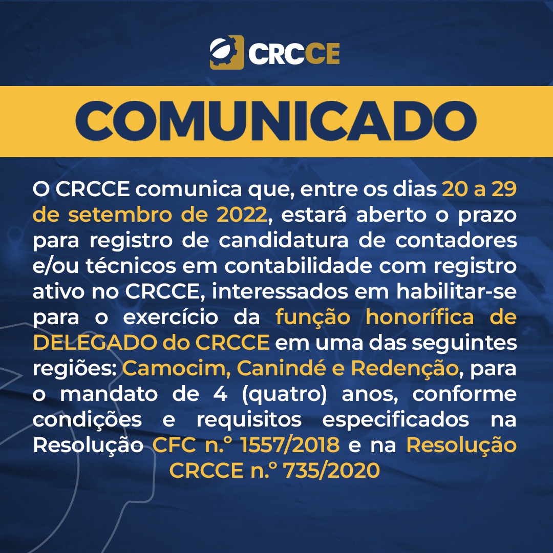 CRCCE lança edital para candidatura a cargo de delegado