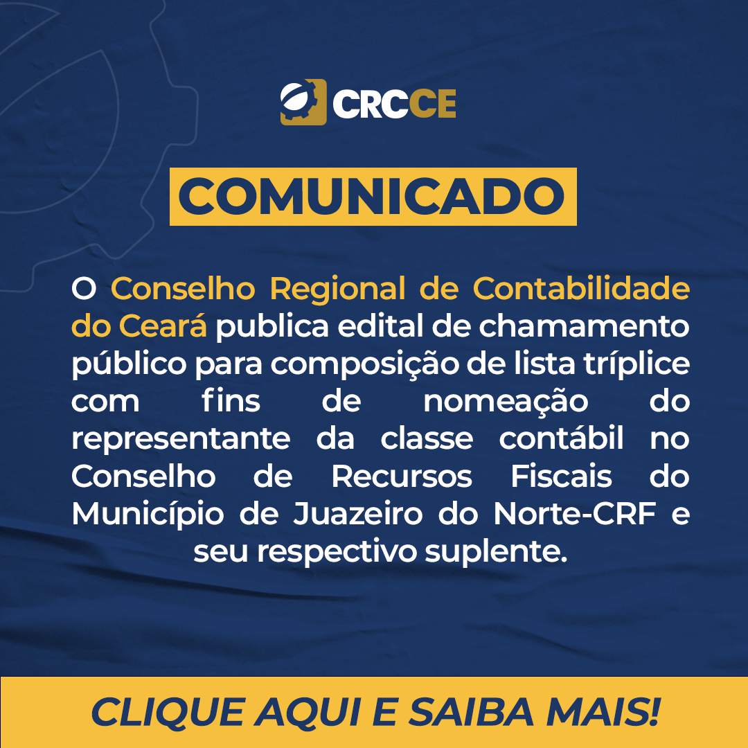 Chamamento Público – Lista Tríplice Conselho de Recursos Fiscais do Município de Juazeiro do Norte