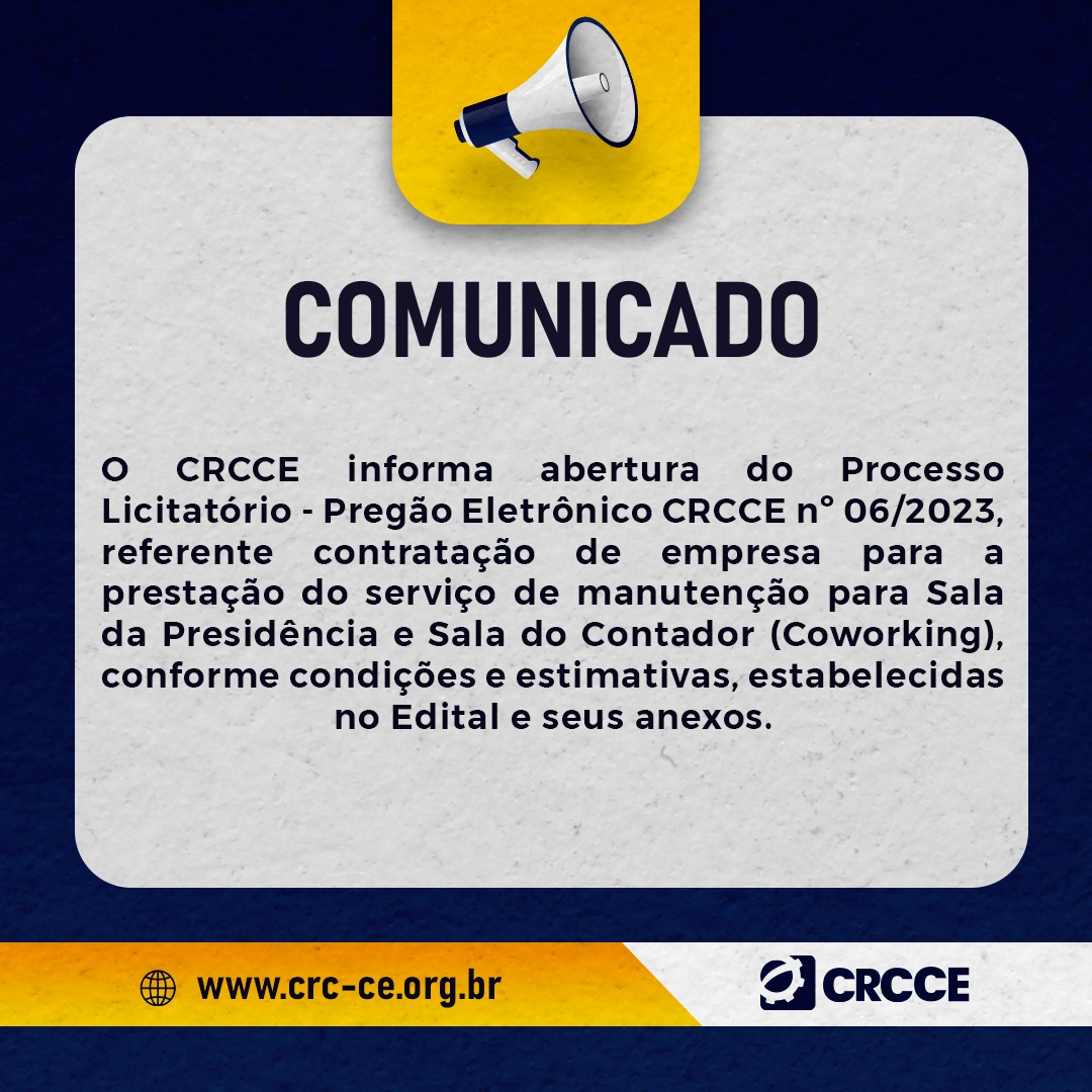 Pregão Eletrônico nº 6/2023 – CRCCE
