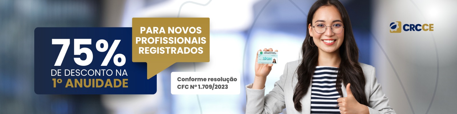 Novos profissionais registrados têm 75% de desconto na primeira anuidade em 2024.