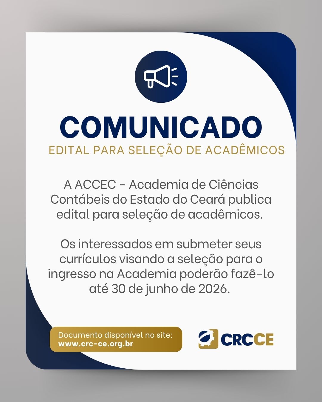ACCEC – Edital para seleção de acadêmicos