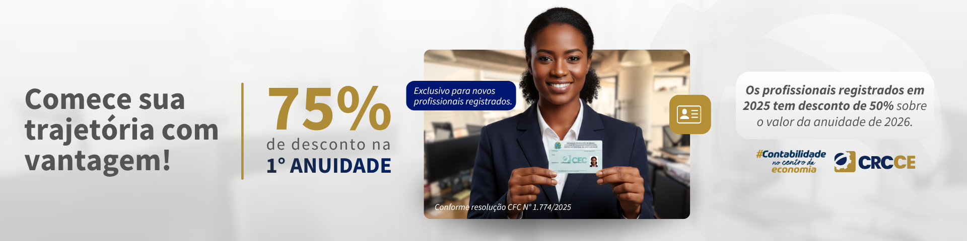 Novos profissionais têm 75% de desconto na primeira anuidade de 2026