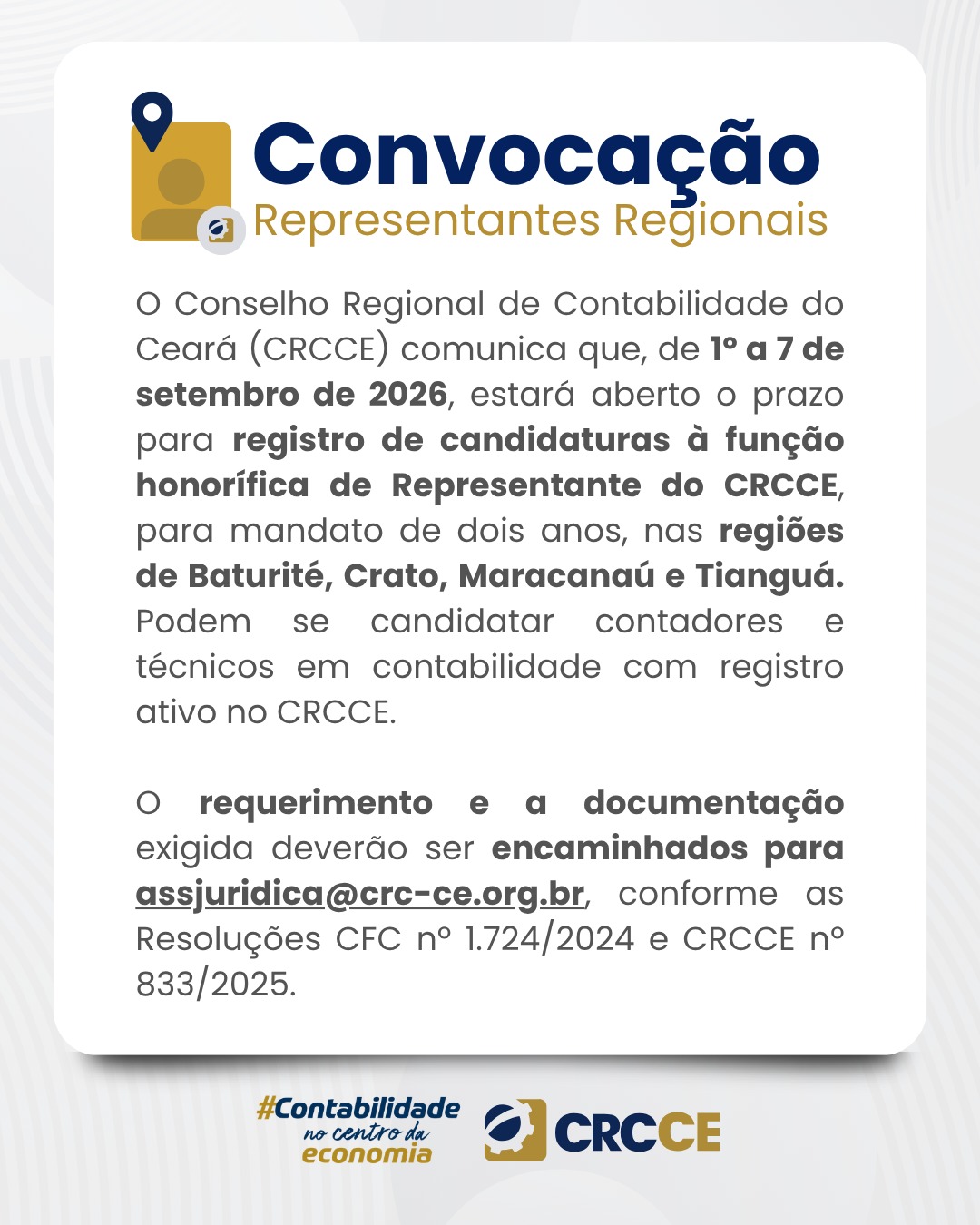 Comunicado: registro candidaturas Representante do CRCCE